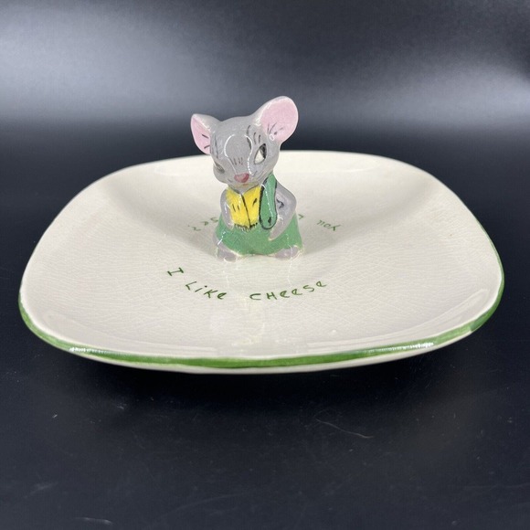 Vintage Ceramic Plate with MOUSE Dreaming of Cheese Charcuterie Snack Signed - Picture 1 of 16
